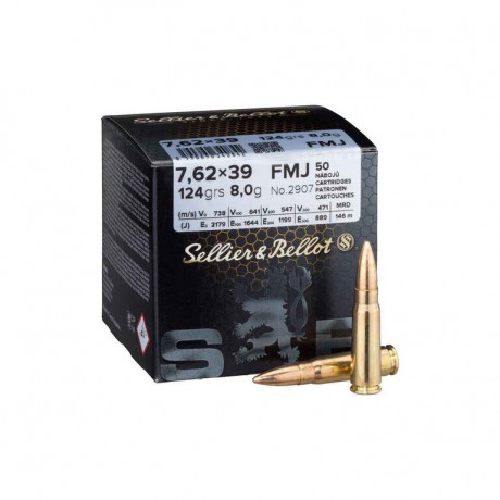 Náboj 7,62x39 Sellier&Bellot FMJ 8,0 g - 50ks